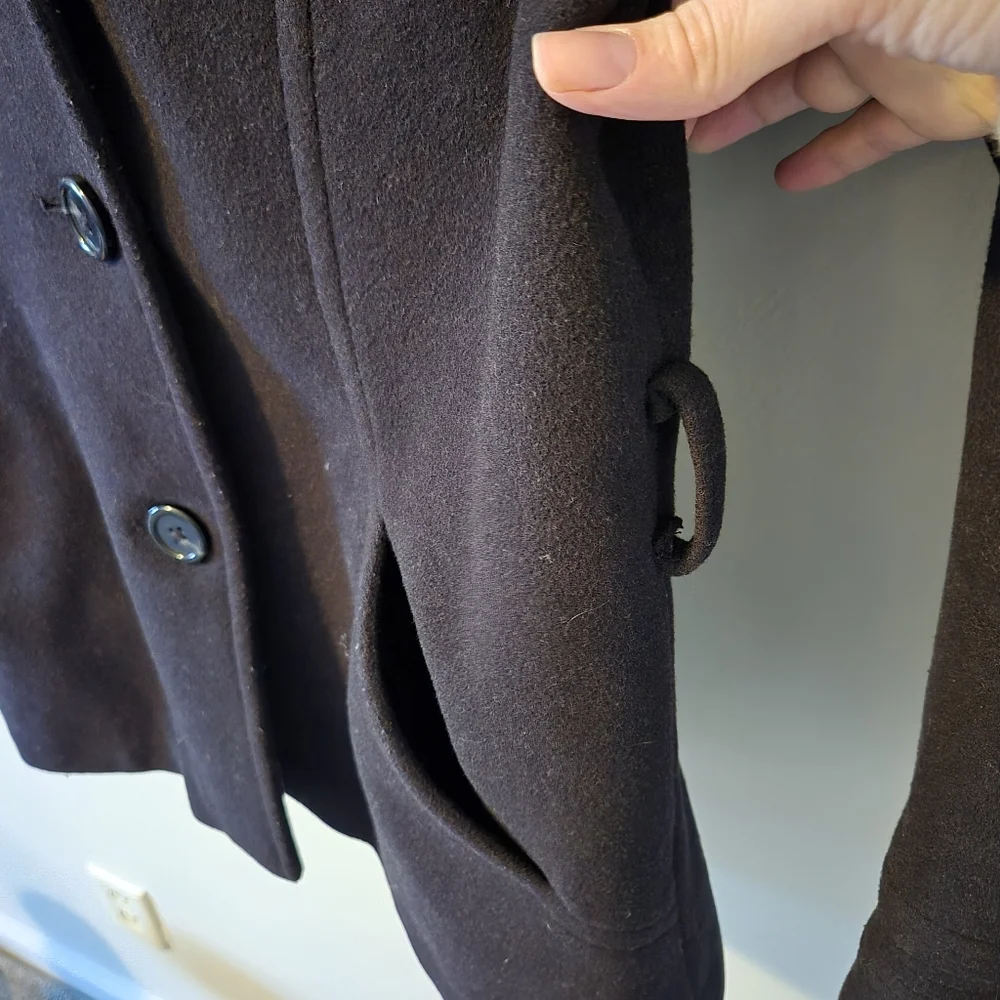 Jason Cole short hooded peacoat, size small, euc